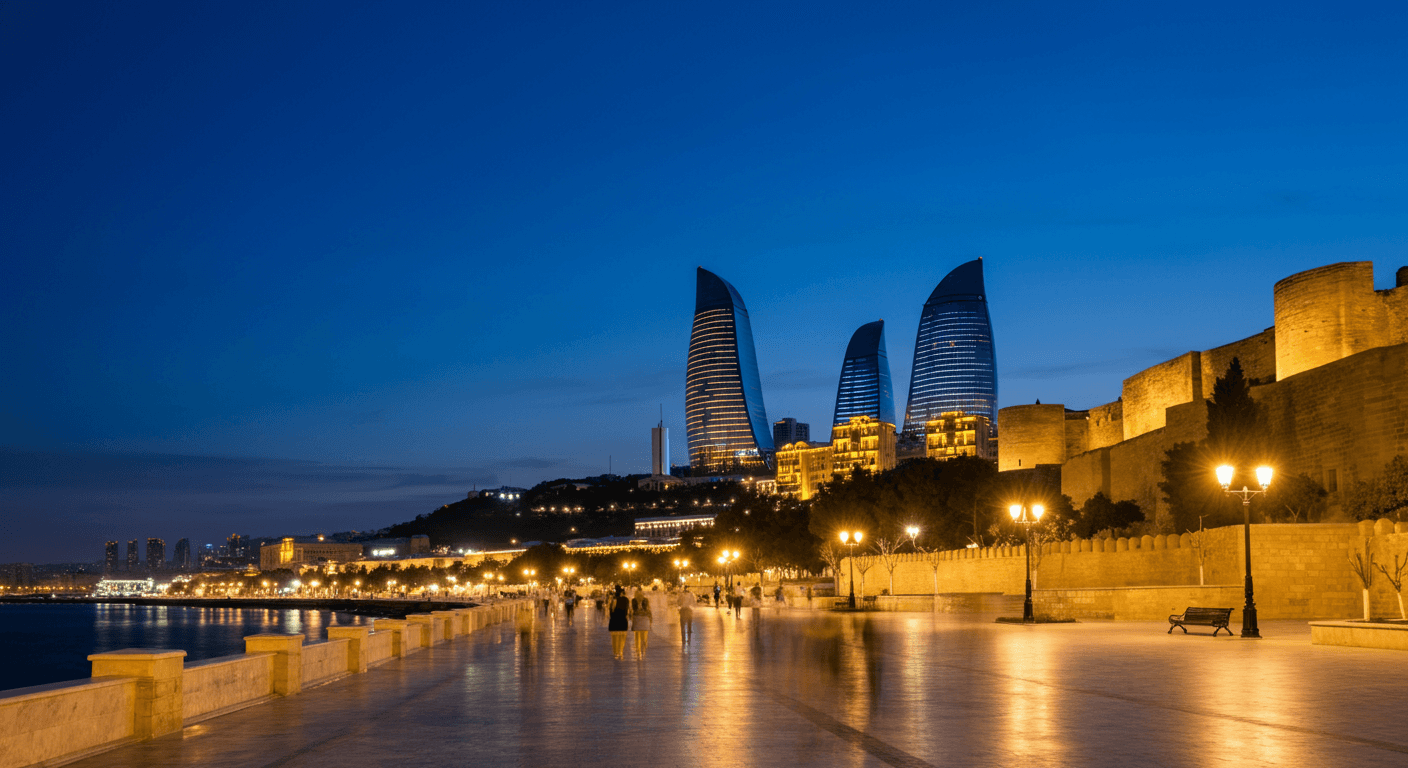 Evening & Night Walk in Baku